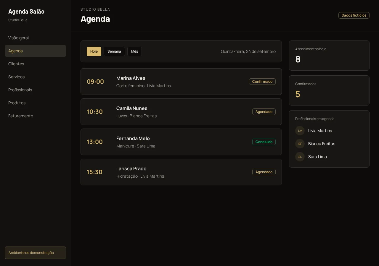 Demonstração do Agenda Salão: Sua rotina, em ordem.